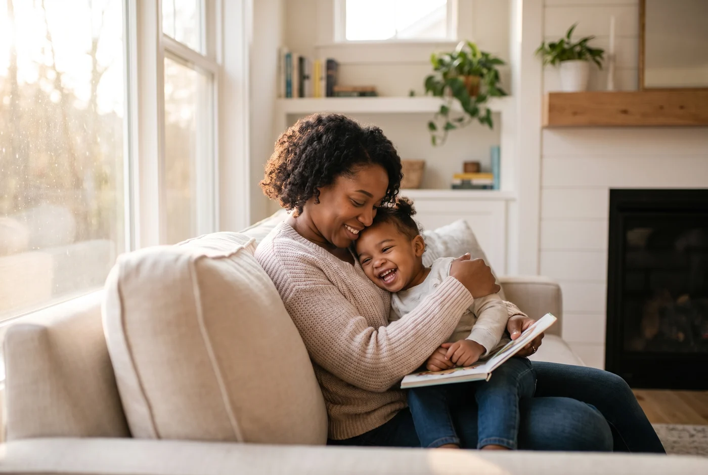 A Virginia mother and her young child at home in the Fredericksburg area